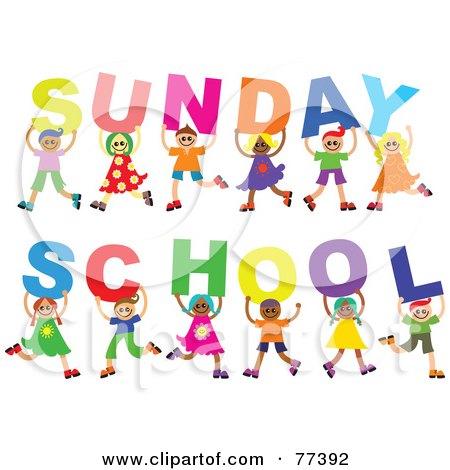 Sunday School Coloring Pages on Group Of Children Holding Letters Spelling Out Sunday School By Prawny