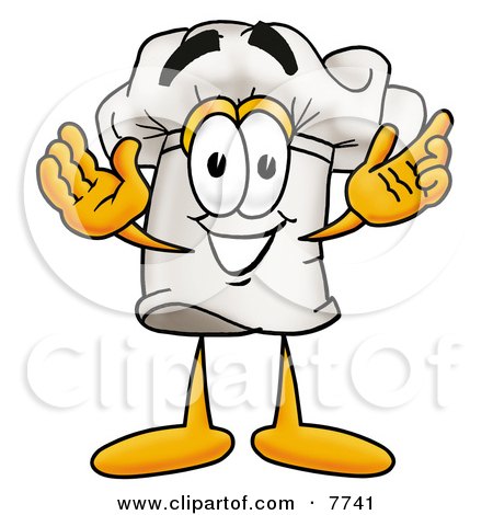 Cartoon Character on Chefs Hat Mascot Cartoon Character With Welcoming Open Arms By