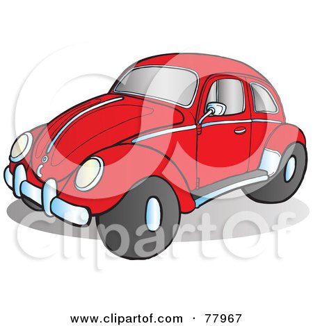 Red Slug Bug Car With Chrome