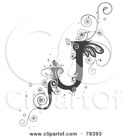 ( of a Vine Alphabet Letter J). astrological tattoo alphabet