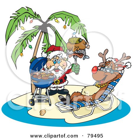 Christmas Clipart on Royalty Free  Rf  Clipart Illustration Of Santa Grilling Food For