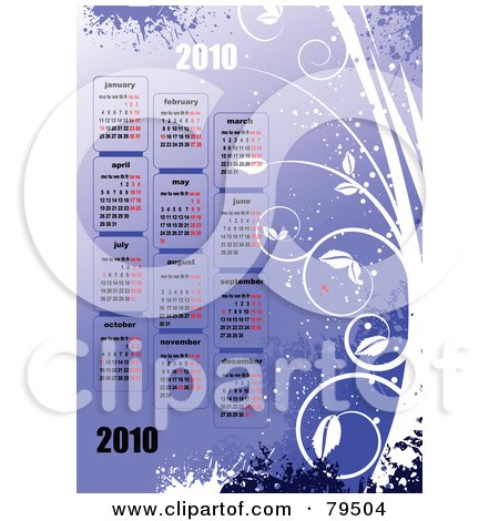 Month Month Calendar on Illustration Of A Purple 12 Month Year 2010 Floral Plant Calendar