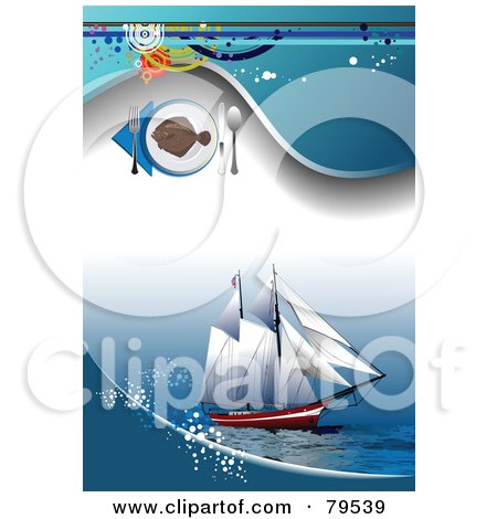 Clip Art Yacht. Red Yacht Ship Background With