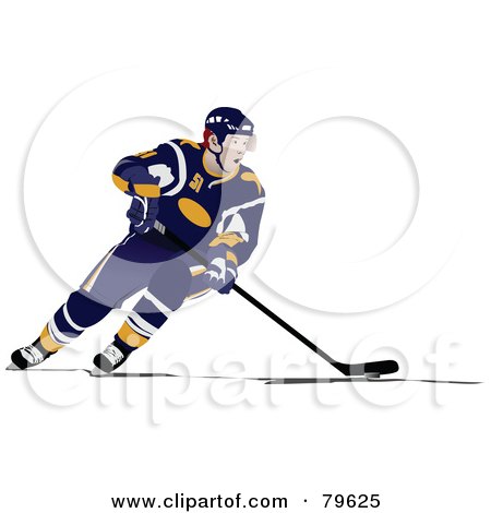 Hockey Coloring on Illustration Of An Ice Hockey Player In A Blue Uniform By Leonid