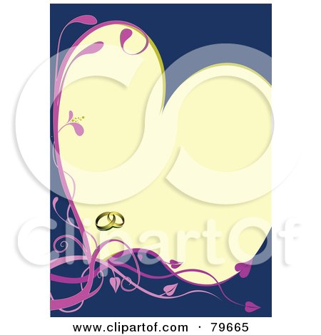  RF Clipart Illustration of a Wedding Background Gold Rings And Purple
