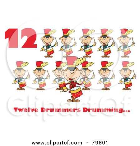 Royalty-free clipart picture of a red number twelve and text by twelve 