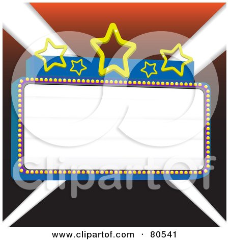 Royalty Free RF Clipart Illustration Of A Blank Marquee Sign With Blue