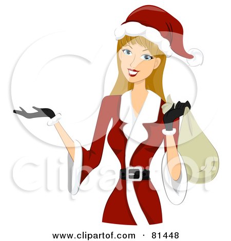 Royalty-Free (RF) Clipart Illustration of a Dirty Blond Woman Dressed In A Santa Suit