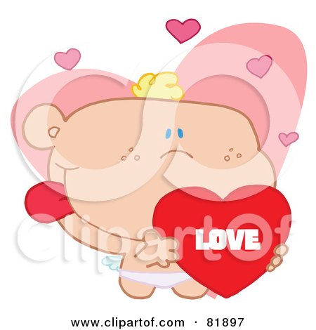 St Valentine's Day Cupid Holding A Heart - Version 4 Poster, Art Print