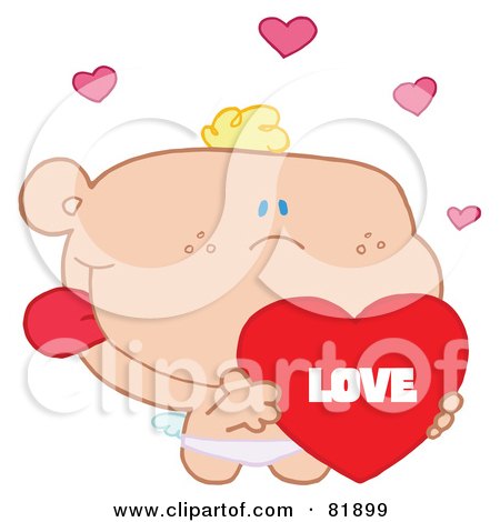 St Valentine's Day Cupid Holding A Heart - Version 2 Poster, Art Print