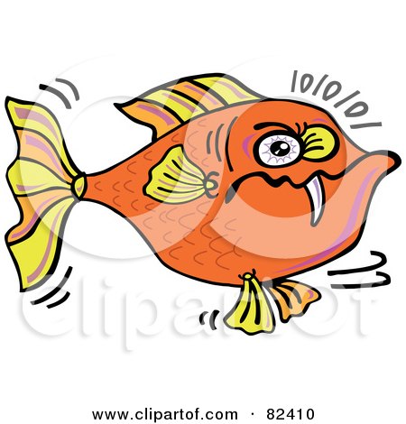 Cartoon Girl Angry. Cartoon Angry Orange Fish With