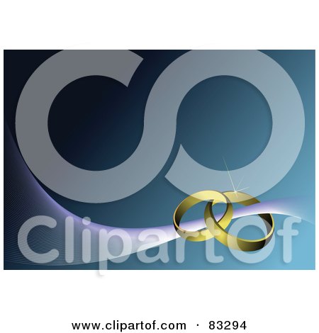 RoyaltyFree RF Clipart Illustration of Entwined Golden Wedding Rings On A