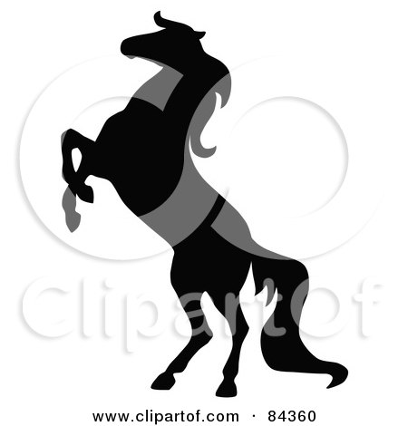 Royalty-free clipart picture of a black rearing horse horse silhouette, 