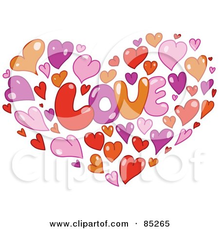 Love Heart Pictures Free on Purple And Red Hearts Forming A Heart Around The Word Love By Yayayoyo