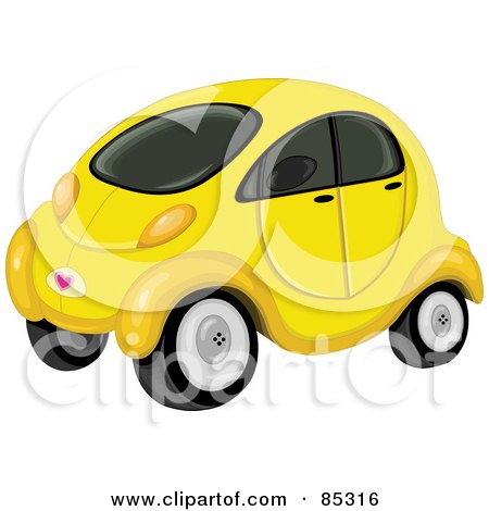 RoyaltyFree RF Clipart Illustration of a Cute Compact Yellow Car With 