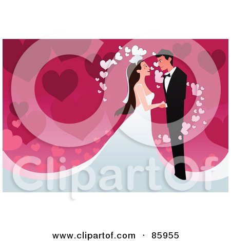 RoyaltyFree RF Clipart Illustration of a Romantic Wedding Couple With 