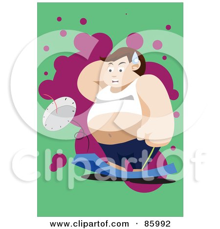 RoyaltyFree RF Clipart Illustration of a Fat Man Standing On And Breaking