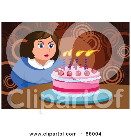 RoyaltyFree RF Clipart Illustration of a Chubby Woman Making A Wish And