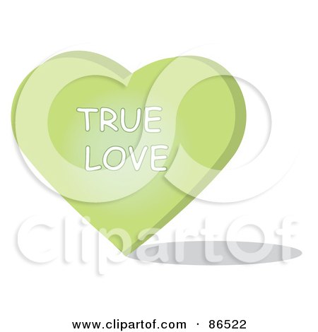 Love Heart Sweets Messages. Green Candy Heart With A True