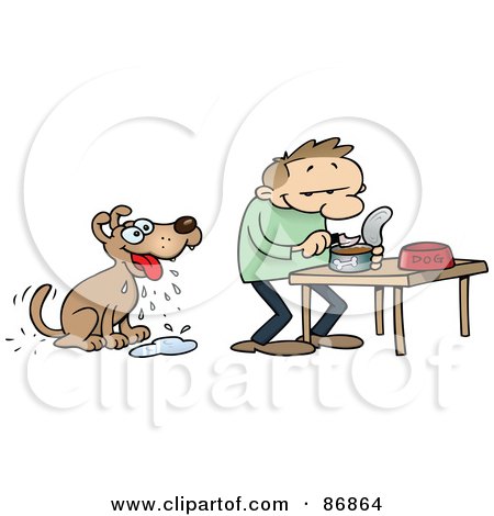 86864-Royalty-Free-RF-Clipart-Illustration-Of-A-Dog-Drooling-While-His-Master-Prepares-A-Dish-Of-Wet-Food.jpg