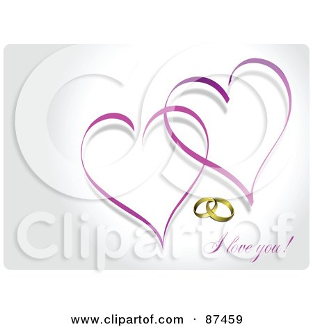 I Love You Message With Wedding Rings And Two Purple Hearts by Leonid