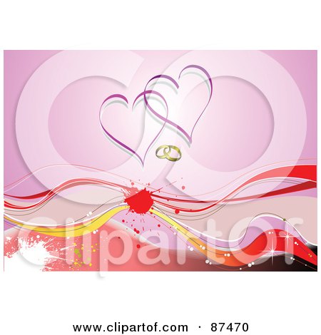  RF Clipart Illustration of a Grungy Horizontal Heart And Wedding Ring