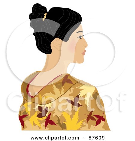 Beautiful Geisha Woman In A Gold Kimono by Rogue Design and Image
