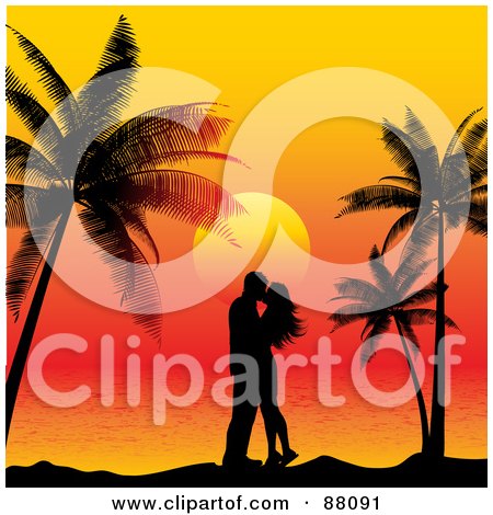 Cartoon Tropical Birds on Royalty Free  Rf  Clipart Illustration Of A Couple In Silhouette