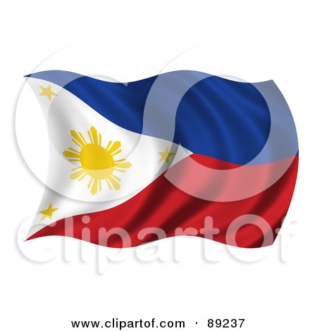  RF Clipart Illustration of a 3d Silky Rippling Philippines Flag by