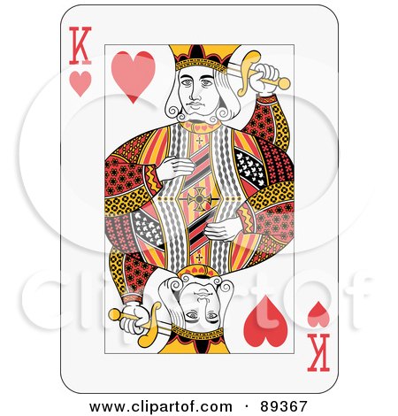 Royalty-free clipart picture of a king of hearts playing card design, 