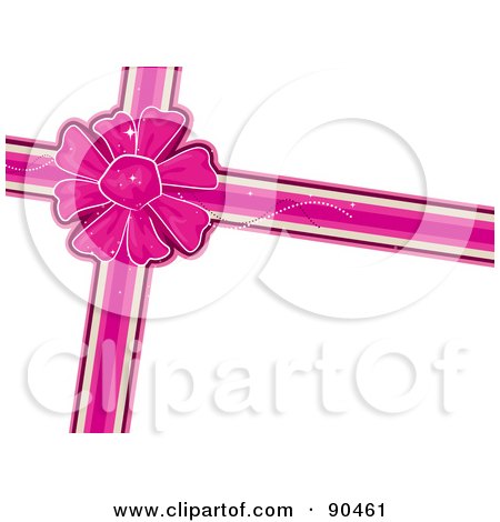 Royalty-free clipart picture of a sparkly pink bow and ribbons on white, 