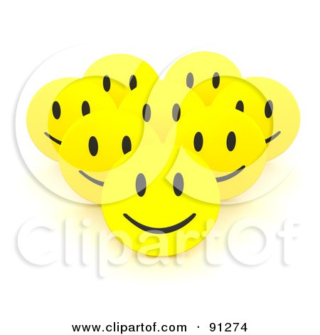 RoyaltyFree RF Clipart Illustration of a Group Of 3d Happy Smiley Faces