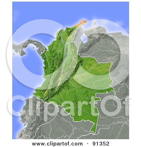 map of colombia. Relief Map Of Colombia