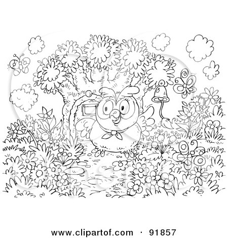 Free Coloring Sheets on Free  Rf  Clipart Illustration Of A Black And White Owl Coloring Page