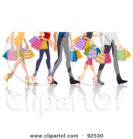 Royalty-Free (RF) Clipart Illustration of Legs Of Shopping Adults by BNP Design Studio