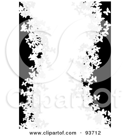 Royalty-free clipart picture of a black and white butterfly wave background 