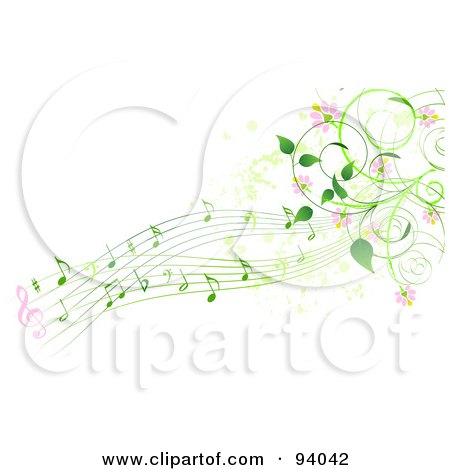 RoyaltyFree RF Clipart Illustration of a Background Of Green Music Notes