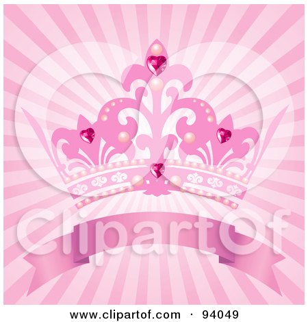 Princess on Free Clipart Picture Of A Pink Princess Crown Above A Blank Banner