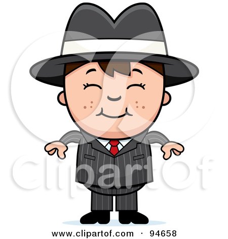 Royalty-Free (RF) Clipart Illustration of a Little Mafia Boy In A Suit