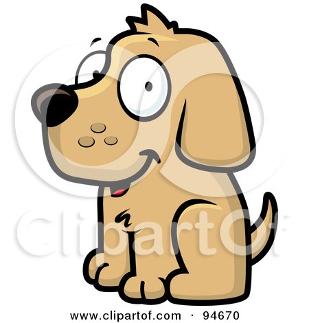 how to draw cartoon dog sitting. Happy Brown Dog Sitting With A