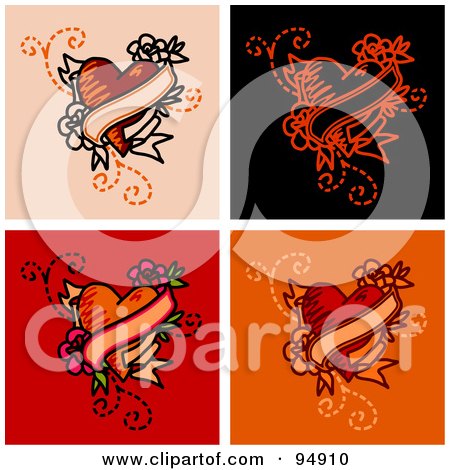  of a Digital Collage Of Blank Banner And Heart Tattoo Designs