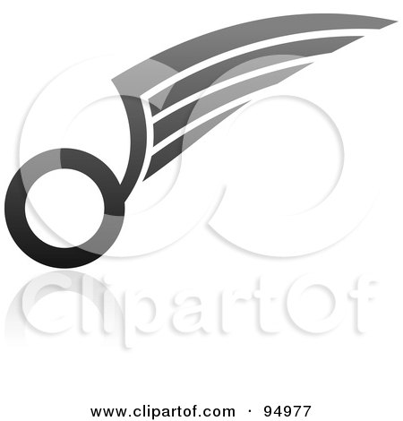 RoyaltyFree RF Clipart Illustration of a Black And Gray Wing Logo Design