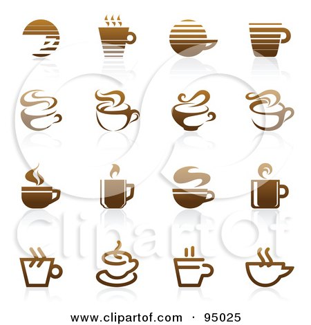 Nice Logo Design Gallery on Digital Collage Of Brown Coffee And Tea Logo Designs Or App Icons