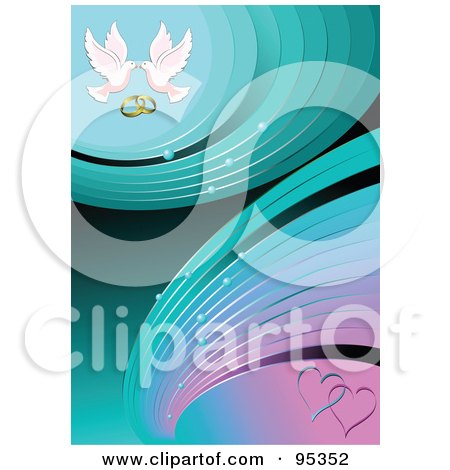 RoyaltyFree RF Clipart Illustration of a Turquoise And Pink Engagement 