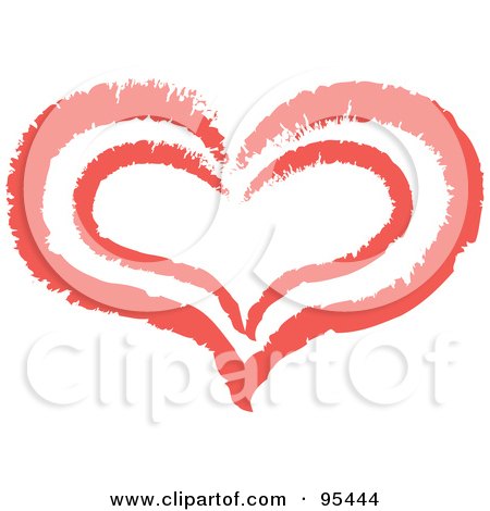 Royalty-free clipart picture of a red heart outline design - 6, 