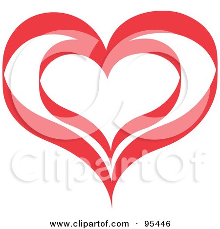 Royalty-free clipart picture of a red heart outline design - 5, 