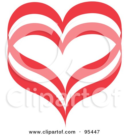 Royalty-free clipart picture of a red heart outline design - 4, 