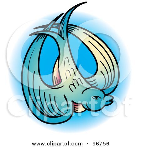 Royalty Free RF Clipart Illustration Of A Blue Swallow Tattoo Design