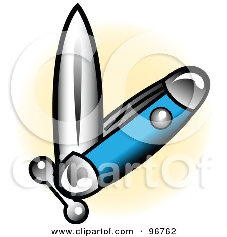 Royalty-Free (RF) Clipart Illustration of a Switch Blade Knife Tattoo Design