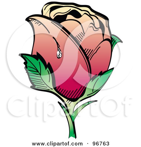 RoyaltyFree RF Clipart Illustration of a Gradient Dewy Rose Tattoo Design 